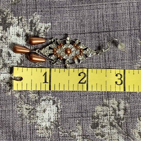 Costume Jewelry Pearl and Crystal Drop Boho Dress Earrings - Picture 11 of 11